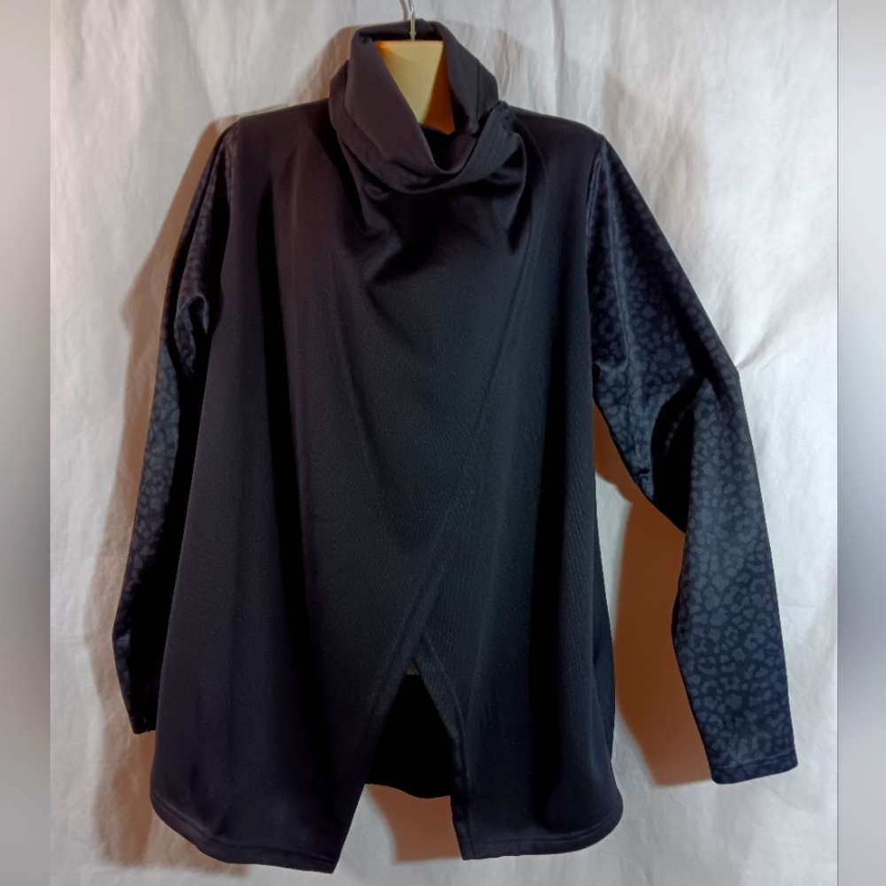 Pebble Beach Womens XL Dry-Luxe Performance Black Crossover Cowl Tunic Jacket